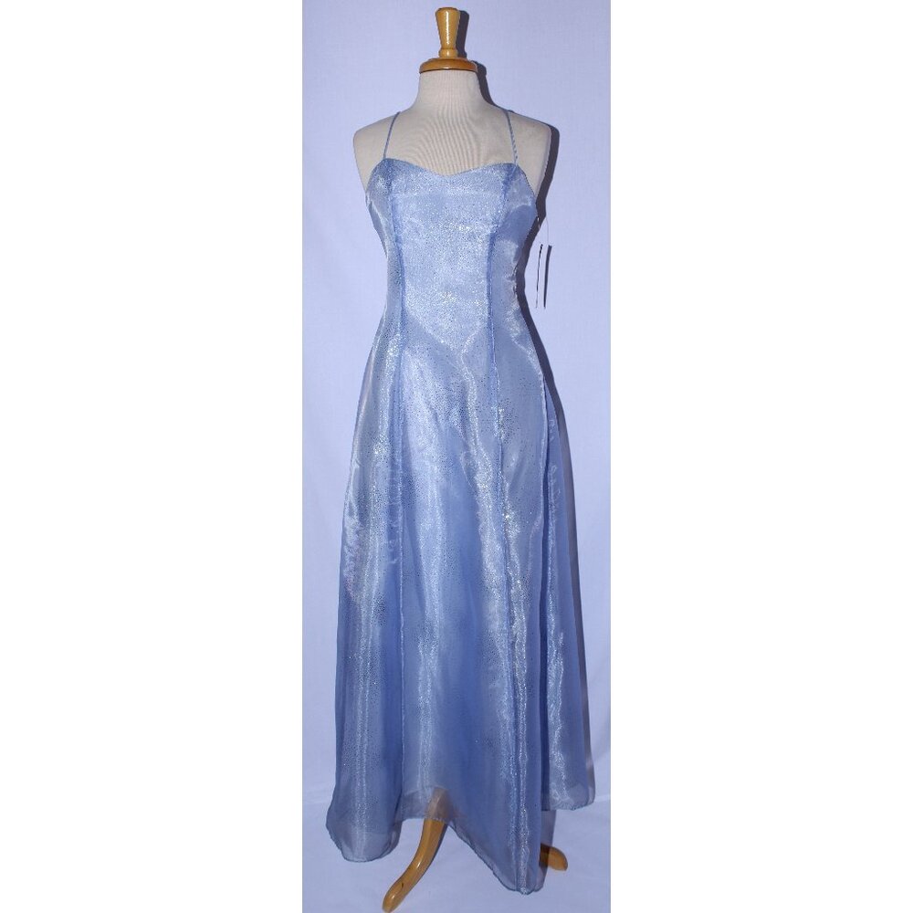 Poly USA #2264 Long Organza Formal Evening or Prom Gown-Size M-PERIWINKLE BLUE